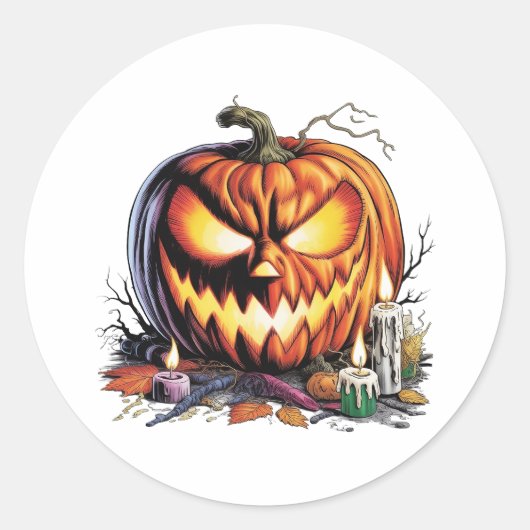 Wütender Jack Halloween Runder Aufkleber (Vorderseite)