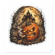 🎃 Wütender Jack O' Lantern Halloween-Aufkleber | 