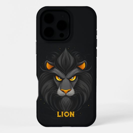 Wütender Löwe Schwarz iPhone Hülle (Rückseite)