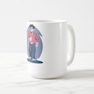 Wütender Mann beim Gehen Kaffeetasse