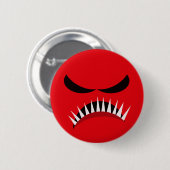 Wütender Monster mit bösen Augen und scharfen Zähn Button (Vorne & Hinten)
