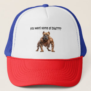 Wütender muskulöser Hund Willst du was davon abhab Truckerkappe