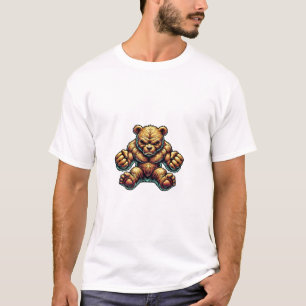 Wütender muskulöser Teddybär Farb-Illustrationskun T-Shirt