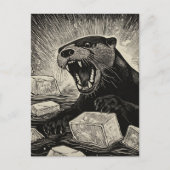 Wütender Otter bricht Eis Postkarte (Vorderseite)