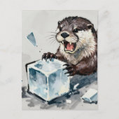 Wütender Otter bricht Eis Postkarte (Vorderseite)