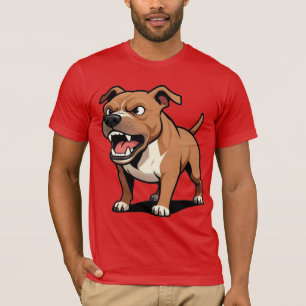 Wütender Pitbull-Cartoon-Hund braun fletscht die Z T-Shirt