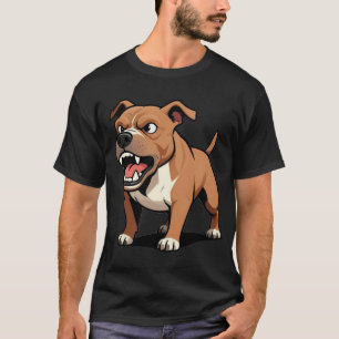 Wütender Pitbull-Cartoon-Hund braun fletscht die Z T-Shirt