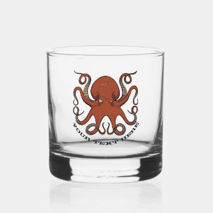 Wütender roter Oktopus mit kringelnden Tentakeln C Whiskyglas
