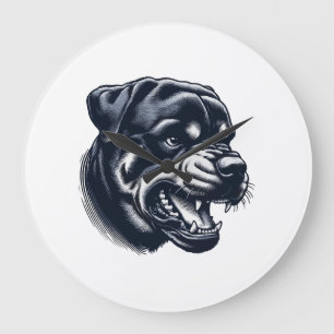 Wütender Rottweiler Hund  Kühne Wachhund-Kunst Große Wanduhr