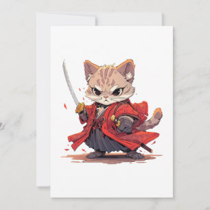 Wütender Samurai-Stil-Katz-Held Einladung