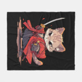 Wütender Samurai-Stil-Katz-Held Fleecedecke (Vorderseite (Horizontal))
