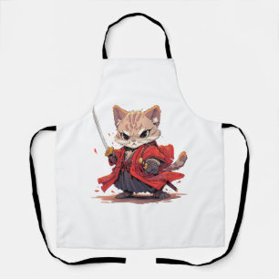 Wütender Samurai-Stil-Katzenheld Schürze