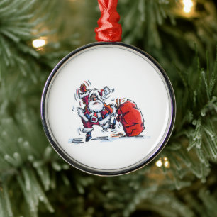Wütender Santa-Rund Premium-Schmuck Ornament Aus Metall