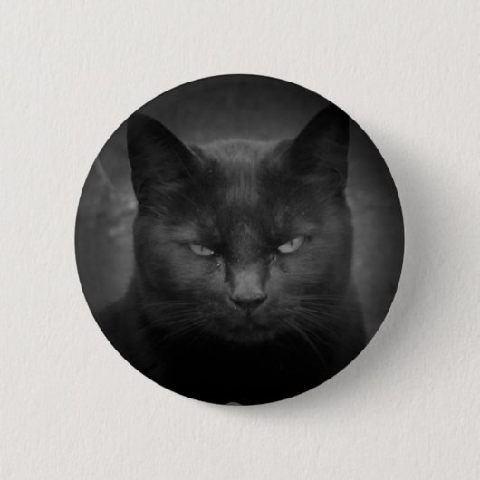 Wütender Scheinwerfer der schwarzen Katze Button (Vorderseite)