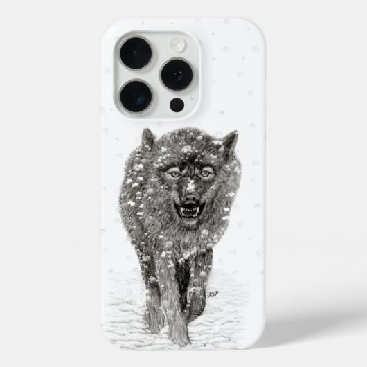 Wütender schwarzer Wolf im Schnee, wilder Winter Case-Mate iPhone Hülle (Rückseite)