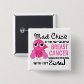 Wütender Schwester-Brustkrebs des Küken-2 Button (Vorne & Hinten)