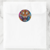 Wütender Tiger auf Runder Aufkleber (Tasche)