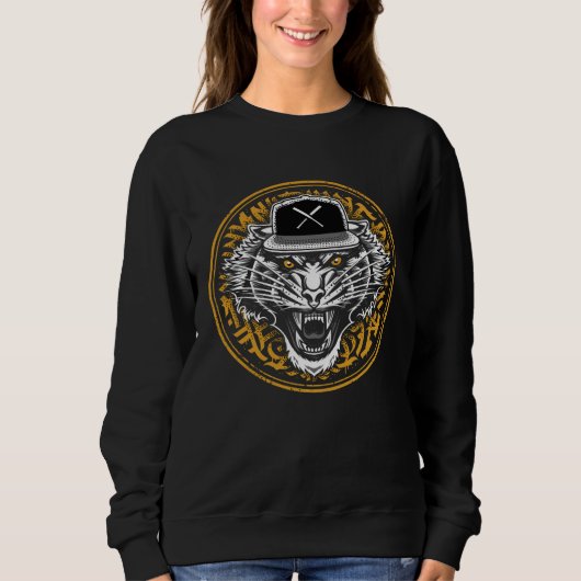 Wütender Tiger mit Snapback-Mütze Sweatshirt (Vorderseite)