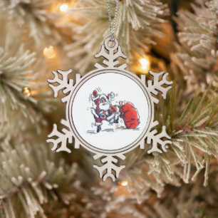 Wütender Weihnachtsmann Zinn Schneekristall Schmuc Schneeflocken Zinn-Ornament