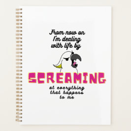 Wütender weißer Papagei mit sonniger Schrift Planer