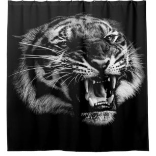 Wütender wilder Tigerkopf im wirklichen Leben Duschvorhang