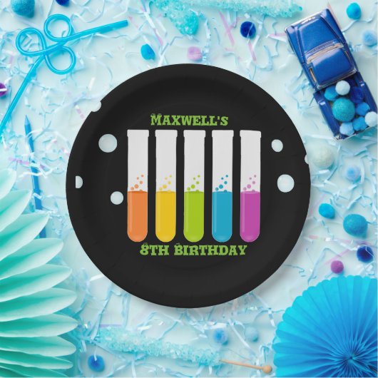 Wütender Wissenschaftler-bunter Pappteller (Party)