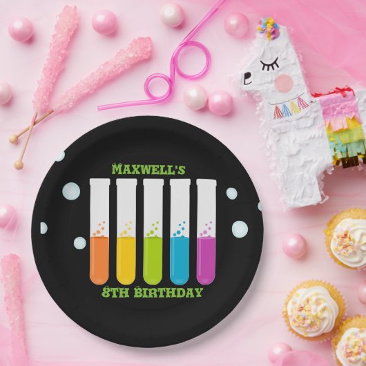 Wütender Wissenschaftler-bunter Pappteller (Party)