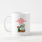 wütender Wissenschaftlerwitz Kaffeetasse (Links)