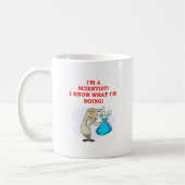 wütender Wissenschaftlerwitz Kaffeetasse (Links)