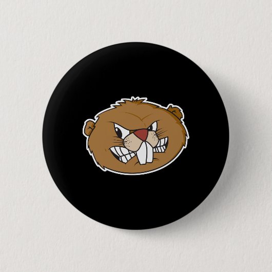 wütendes Biber-Gesicht Button (Vorderseite)