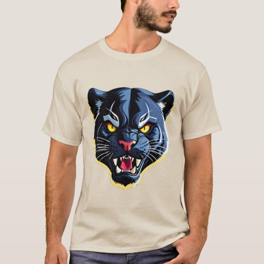 Wütendes Brüllendes Panther-Maskottchen T-Shirt (Vorderseite)