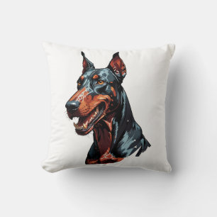 Wütendes Dobermann-Portrait Aggressiver Hund Gesch Kissen
