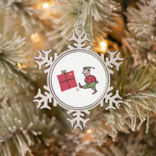 Wütendes-Elfe-Zinn-Schneeflocken-Ornament Schneeflocken Zinn-Ornament