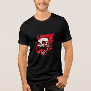 Wütendes Flammendes Totenkopf T-Shirt Tri-Blend Shirt
