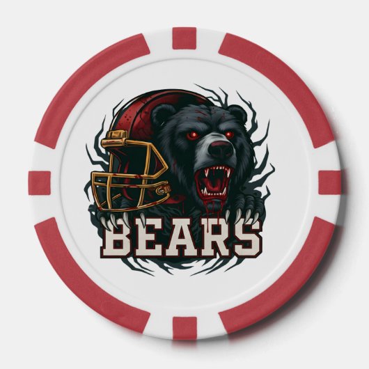 Wütendes Fußball-Bären-Maskottchen roter Helm Spie Pokerchips (Vorderseite)