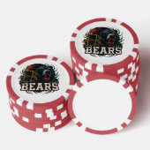 Wütendes Fußball-Bären-Maskottchen roter Helm Spie Pokerchips (Stapel)