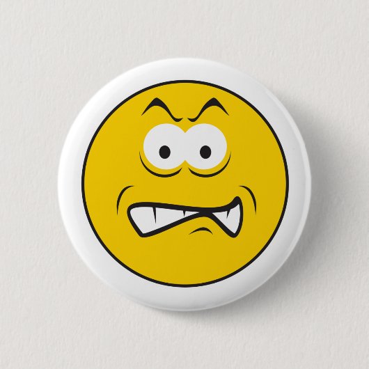Wütendes Gesicht mit gefletschten Zähnen Button (Vorderseite)