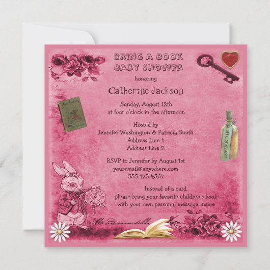 Wütendes Hutmacher-u. Cheshire-Katzen-Rosa holen Einladung (Rückseite)