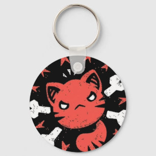 Wütendes Katzen-Emblem Schlüsselanhänger