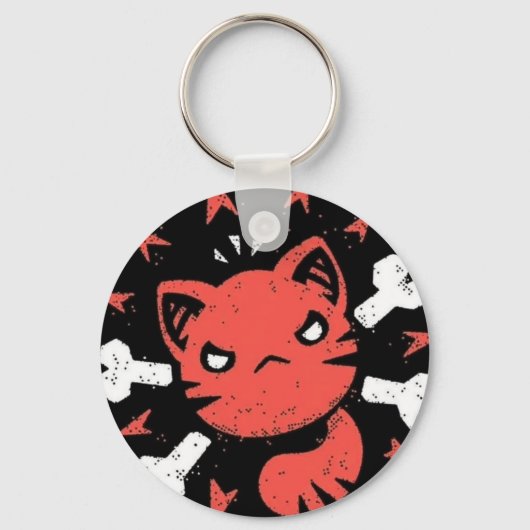 Wütendes Katzen-Emblem Schlüsselanhänger (Vorderseite)