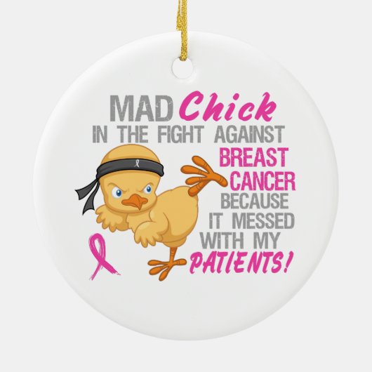 Wütendes Küken verwirrt mit der Brust Cancer.png Keramikornament (Hinten)