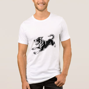 Wütendes Laufendes Hund Grafik Vintage Holzschnitt Tri-Blend Shirt