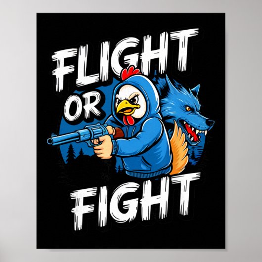 Wütendes Schlägertum Huhn Flucht oder Kampfreaktio Poster (Vorne)