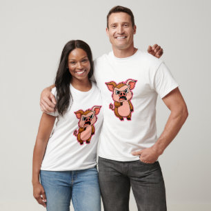 Wütendes Schwein-Paar-T-Shirt – Cartoon-Haltung pa T-Shirt