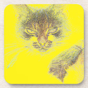 Wütendes süßes Katzen-Gesicht-Skizze Getränkeuntersetzer