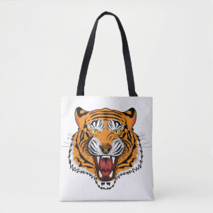 Wütendes Tigerkopf-Illustration-24327 Kapuzenpullo Tasche