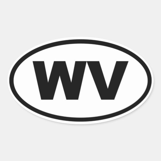 WV West Virginia Ovaler Aufkleber (Vorderseite)