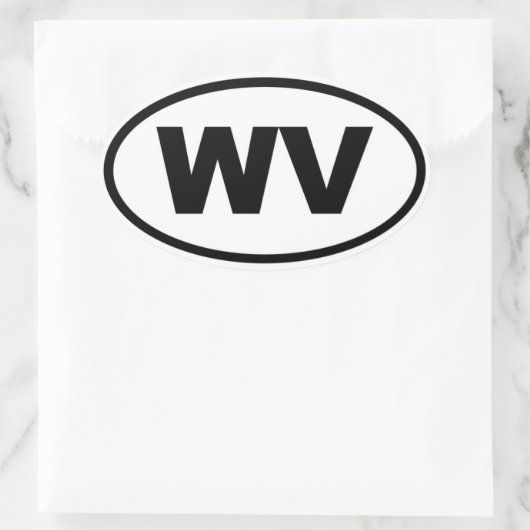 WV West Virginia Ovaler Aufkleber (Tasche)