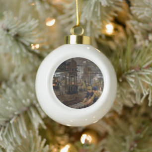 WW1 1918 Frauen bei der Arbeit in einer Munitionsf Keramik Kugel-Ornament