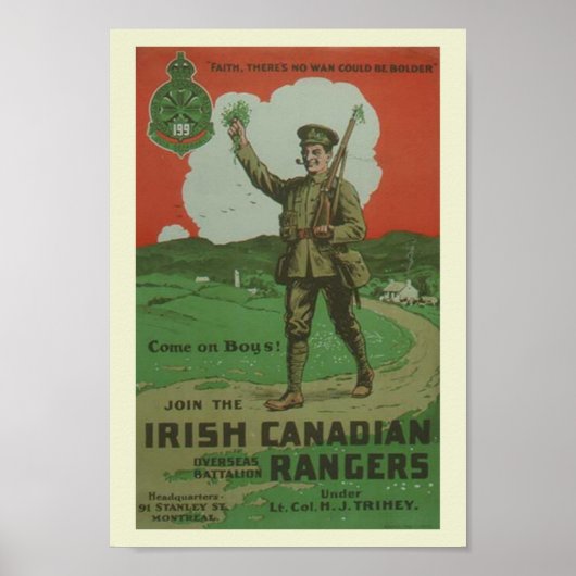 WW1 Irish Canadian Rangers Poster (Vorne)